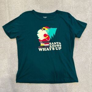 Old Navy unisex Santa‎ Xmas shirt cool holiday Green M
